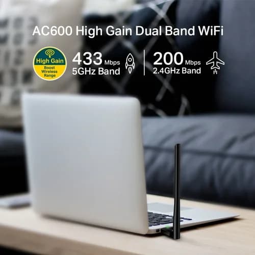 ADAPTADOR USB WIRELESS AC600 ARCHERT2U PLUS COM ANTENA