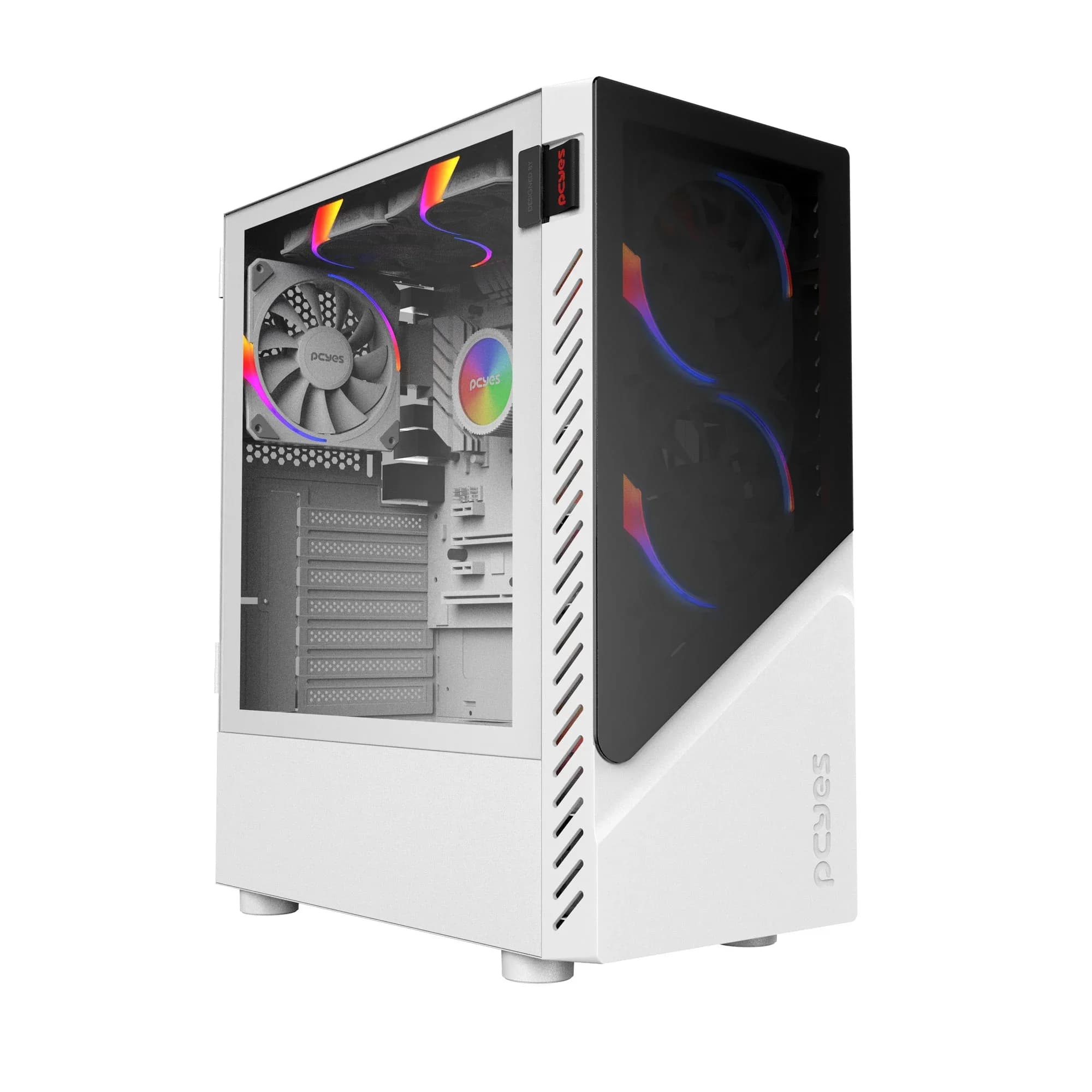 GABINETE GAMER SET BLACK WHITE GHOST - LATERAL EM VIDRO PCYES - GSWGPBR