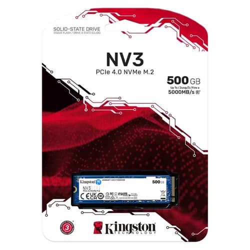 SSD M.2 NVME 500GB KINGSTON NV3 LEITURA: 5000MB/S E GRAVAÇÃO: 3000MB/S
