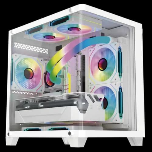 GABINETE GAMER HAYOM GB1799 WHITE COM 4 FANS, VIDRO TEMPERADO