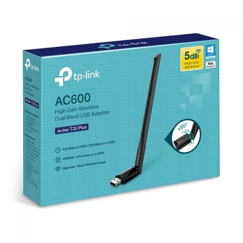 ADAPTADOR USB WIRELESS AC600 ARCHERT2U PLUS COM ANTENA