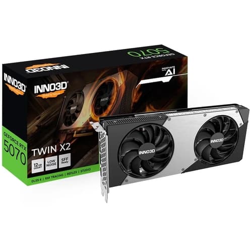PLACA DE VIDEO GEFORCE RTX 5070 12GB INNO3D TWIN OC BLACK, GDDR7, DLSS, RAY TRACING