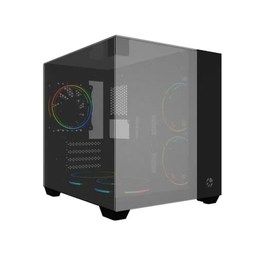 GABINETE GAMER BLUECASE BG-059B VEGAS PRETO VIDRO PANORAMICO ESPELHADO
