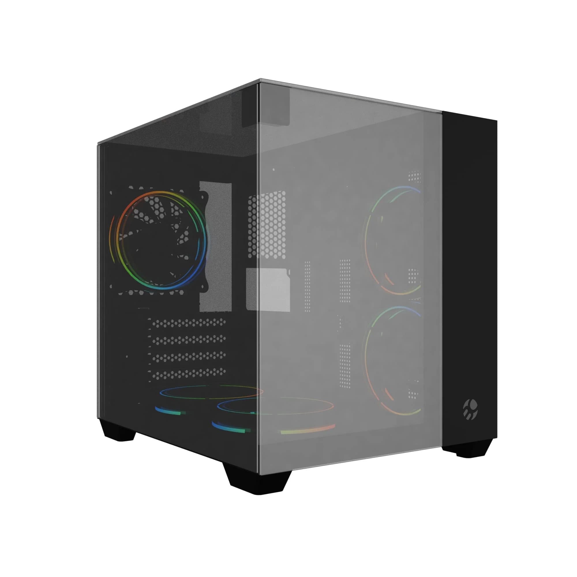 GABINETE GAMER BLUECASE BG-059B VEGAS PRETO VIDRO PANORAMICO ESPELHADO