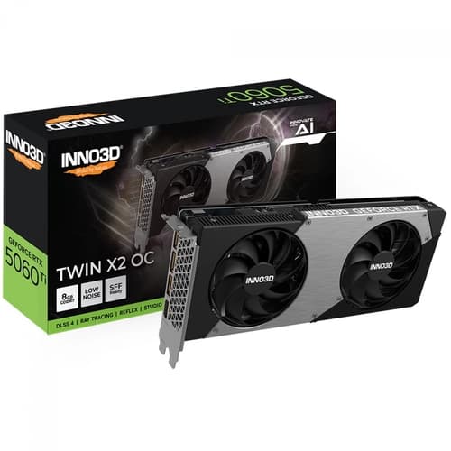 PLACA DE VIDEO GEFORCE RTX 5060 TI 8GB INNO3D TWINX2 OC PLUS, GDDR7, 128 BIT N506T2-08D7X-193075N