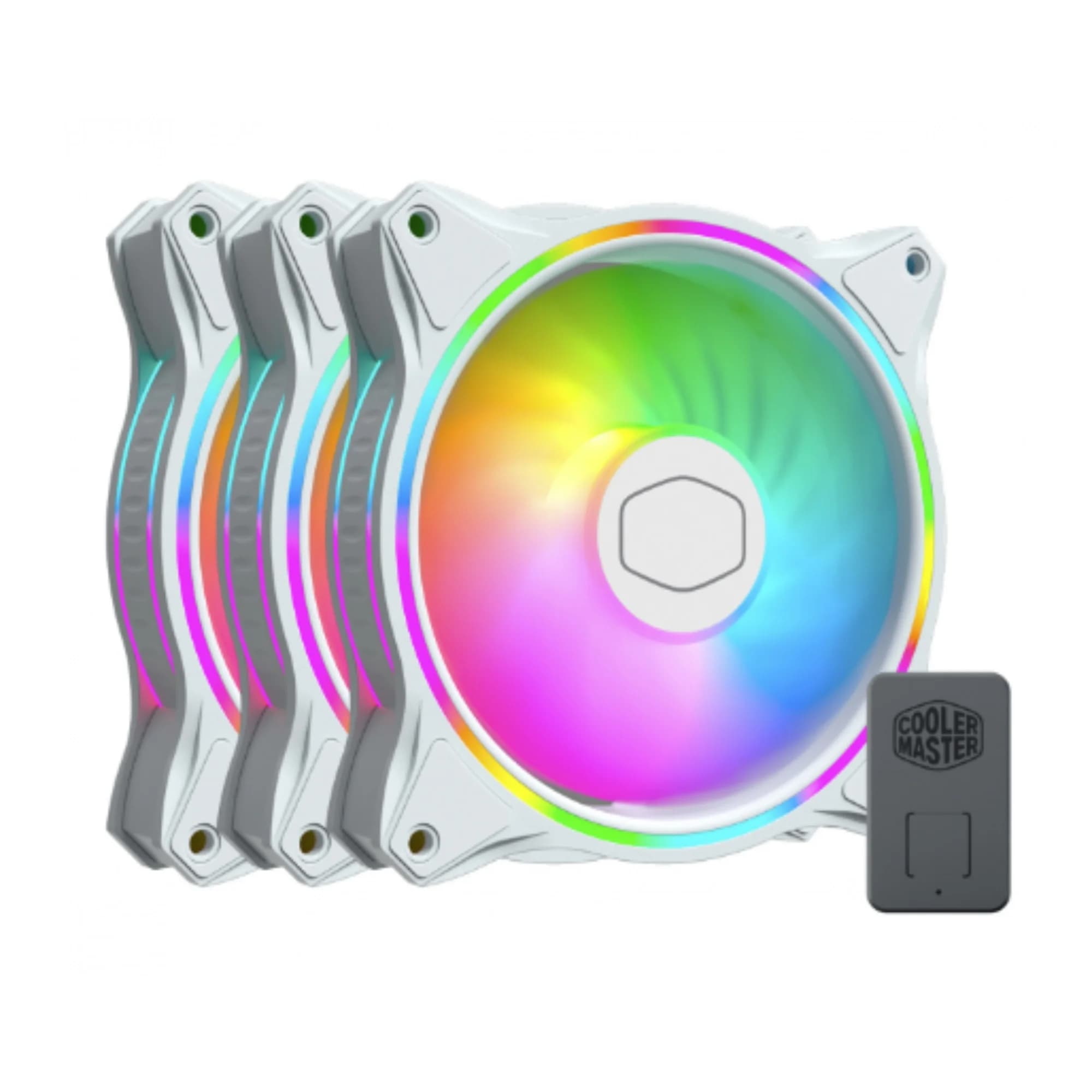KIT FAN COOLER MASTER HALO² MF120 RGB 120MM 3 UNIDADES BRANCO