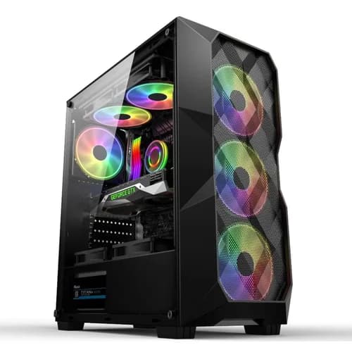 GABINETE GAMER HAYOM GB 1710 PRETO COM 3 FANS RGB, LATERAL DE VIDRO
