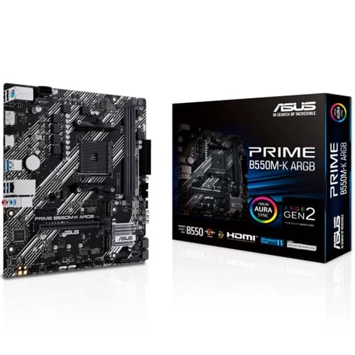 PLACA MAE ASUS PRIME B550M-K ARGB AM4 DDR4 ARGB SATA 2 M.2 2XUSB 3.2 4XUSB 2.0 1XHDM